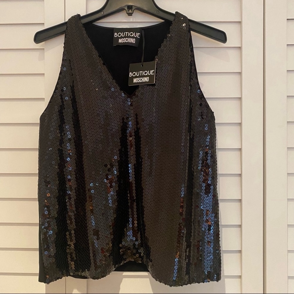 Boutique Moschino Black Sequin Top US 6